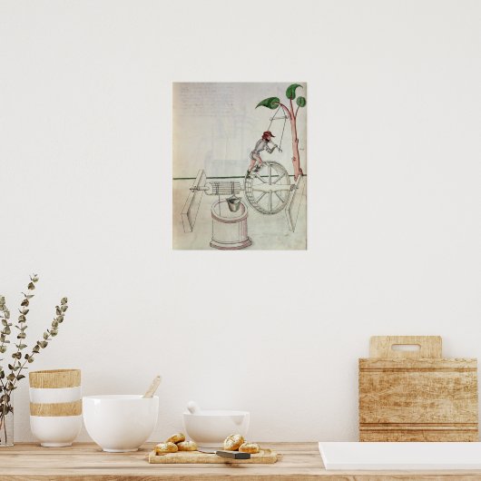 Man Een goed aangedreven wiel in beweging brengen Poster (Keuken)