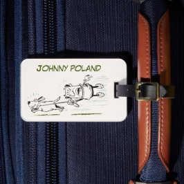 Man Een hond uitlaten grappige speelse naam Bagage Bagagelabel