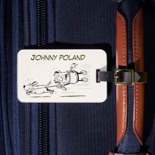 Man Een hond uitlaten grappige speelse naam Bagage Bagagelabel (Voorkant Insitu 4)