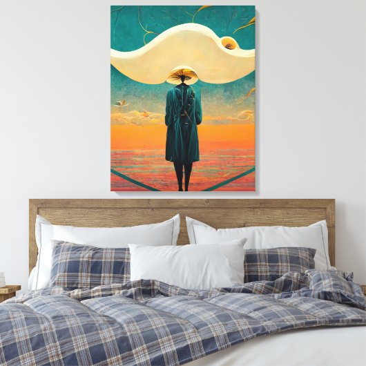 Man Een Pet dragen Canvas Afdruk (Insitu (Slaapkamer))