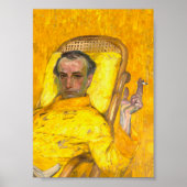 Man Een sigaret roken in een geel portret Poster (Voorkant)