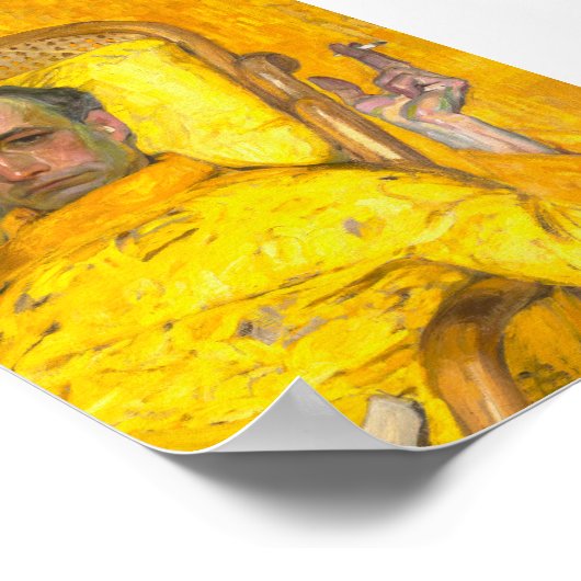 Man Een sigaret roken in een geel portret Poster (Hoek)