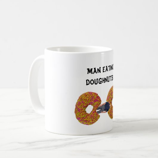 Man eet Donuts Koffiemok (Voorkant links)