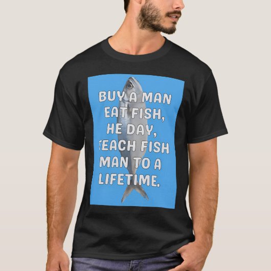 Man Eet Vis Grappig T-shirt (Voorkant)