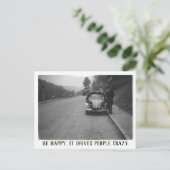 Man en  Automobiel Gelukkig Briefkaart (Staand voorkant)