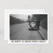 Man en  Automobiel Gelukkig Briefkaart (Voorkant / Achterkant)