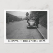 Man en  Automobiel Gelukkig Briefkaart (Voorkant)