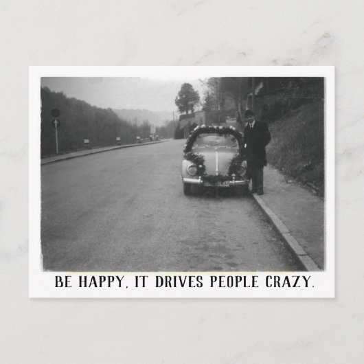 Man en  Automobiel Gelukkig Briefkaart (Voorkant)
