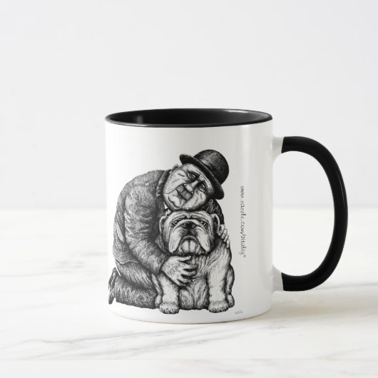 Man- en bulldog-pen tekenkunst mok (Rechts)
