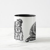 Man- en bulldog-pen tekenkunst mok (Midden)