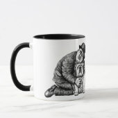 Man- en bulldog-pen tekenkunst mok (Links)