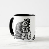 Man- en bulldog-pen tekenkunst mok (Voorkant links)