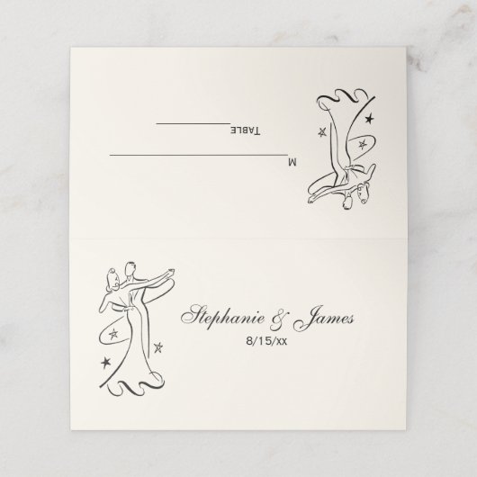 Man- en damesdanseringskaartje Plaats kaartenvoorr Plaatskaartje (Buitenkant ongevouwen)