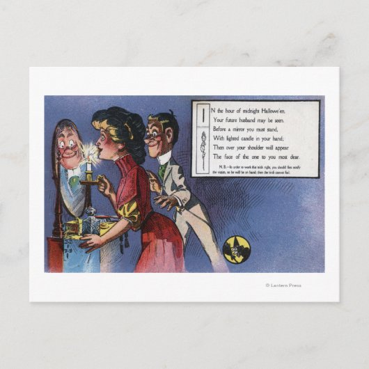 Man- en damesparen in kaarslicht briefkaart (Voorkant)