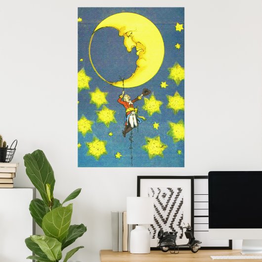 Man en de maan poster (Thuiskantoor)