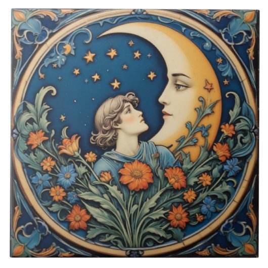 Man en de maan tegeltje (Voorkant)