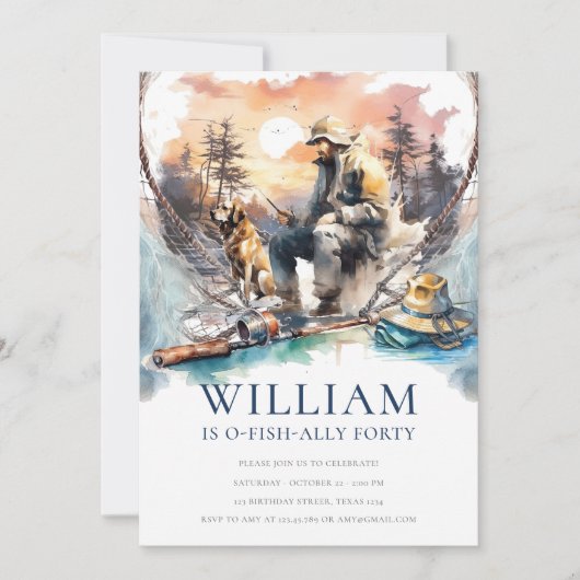 Man en Dog Adult Gevist Verjaardag Kaart (Voorkant)