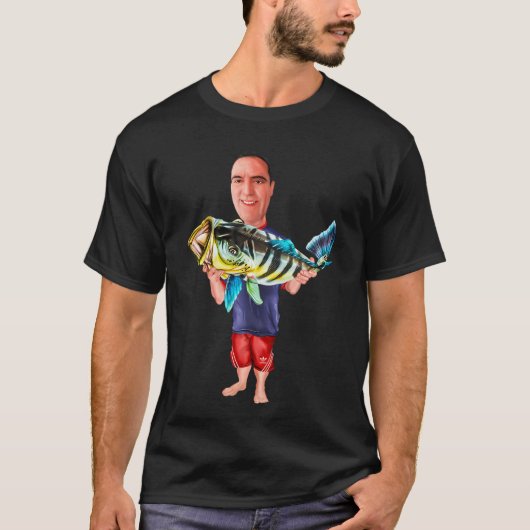 Man en grote vis t-shirt (Voorkant)