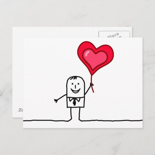 Man en hart briefkaart (Voorkant / Achterkant)