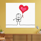 Man en hart canvas afdruk (Insitu (Woonkamer))
