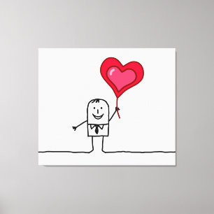 Man en hart canvas afdruk