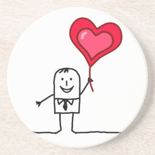 Man en hart zandsteen onderzetter