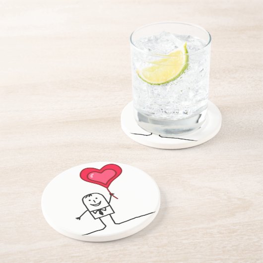 Man en hart zandsteen onderzetter (Zijkant)