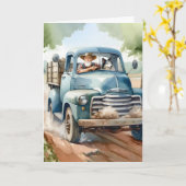 Man en hond bij verlies oude vrachtwagen kaart (Gele Bloem)