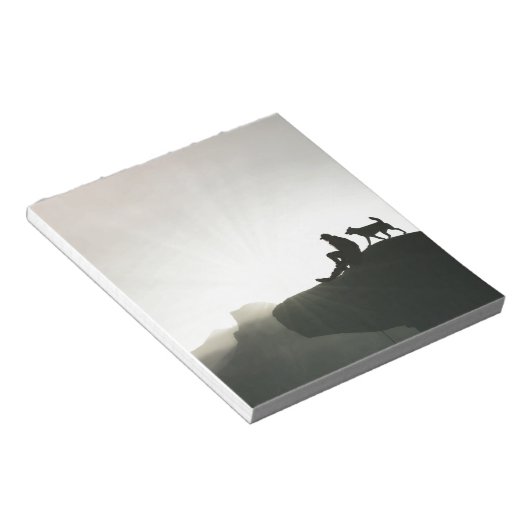 Man en hond Bond op de berg Notitieblok (Schuin)