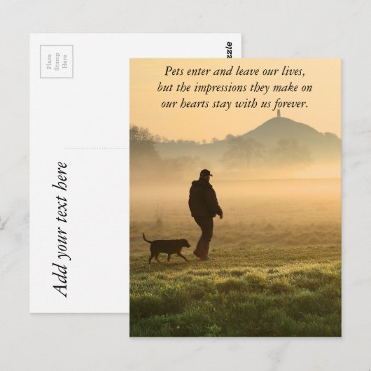 Man en hond Mountain Mist Briefkaart (Voorkant / Achterkant)