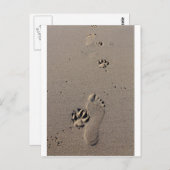 Man en hondenvoetafdruk beste vrienden briefkaart (Voorkant / Achterkant)