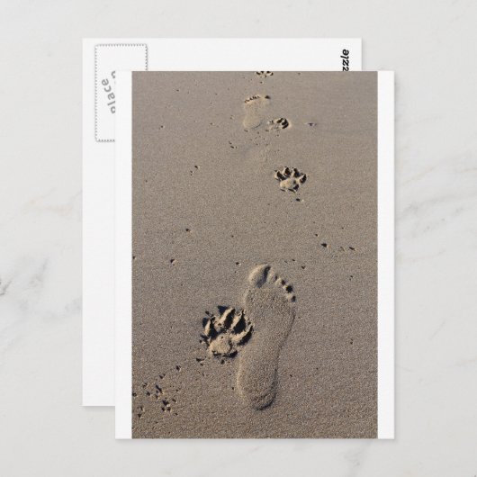 Man en hondenvoetafdruk beste vrienden briefkaart (Voorkant / Achterkant)