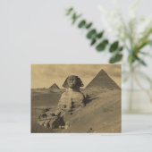 Man en Kamelen op de Poot van de Sfinx, Piramides Briefkaart (Staand voorkant)