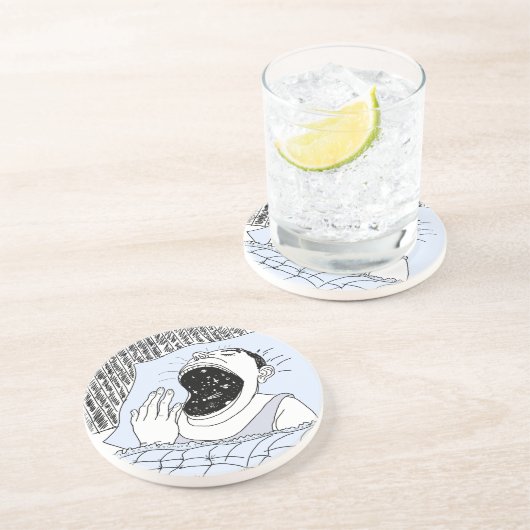 MAN EN KAMPEN ZANDSTEEN ONDERZETTER (Zijkant)