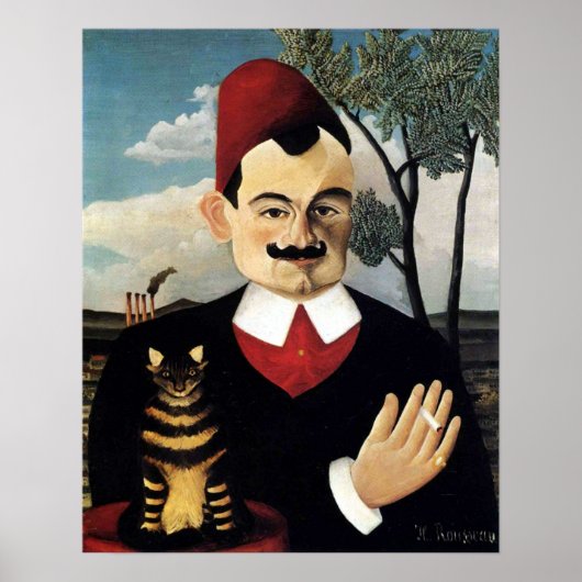 Man en kat, Henri Rousseau Poster (Voorkant)