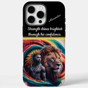 Man en leeuw's levendige band in natuur iPhone 16 pro max hoesje