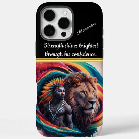 Man en leeuw's levendige band in natuur Case-Mate iPhone case (Achterkant)