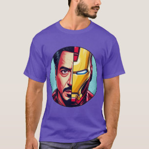 Man en MachineTony Stark en Iron Man Fusion in Co T-shirt