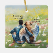 Man en Mannelijke Hond Memorial Keramisch Ornament (Voorkant)