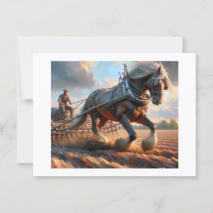 Man en paardenploegen, briefkaart