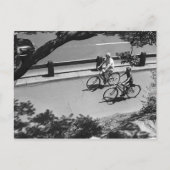 Man- en padfietsen briefkaart (Voorkant)