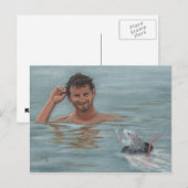Man en rat zwemmen Briefkaart watje (Voorkant / Achterkant)