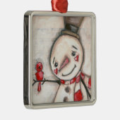 Man en rode vogel - sierbloem metalen ornament (Rechts)