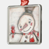 Man en rode vogel - sierbloem metalen ornament (Links)