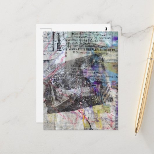 man en sjaals junk journal Mixed Media Collage Briefkaart (Voorkant / Achterkant in situ)