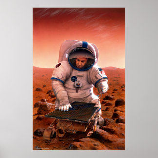 Man en Sojourner ontmoeten op Mars Poster