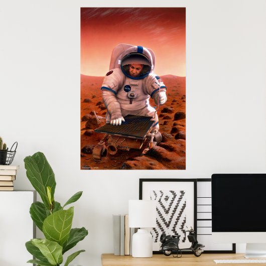 Man en Sojourner ontmoeten op Mars Poster (Thuiskantoor)