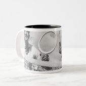 Man- en speeltennis tweekleurige koffiemok (Voorkant links)