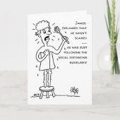 Man en Spider Social Distancing Cartoon Kaart (Voorkant)