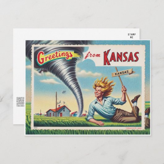 Man en Tornado groeten uit Kansas Briefkaart (Voorkant / Achterkant)